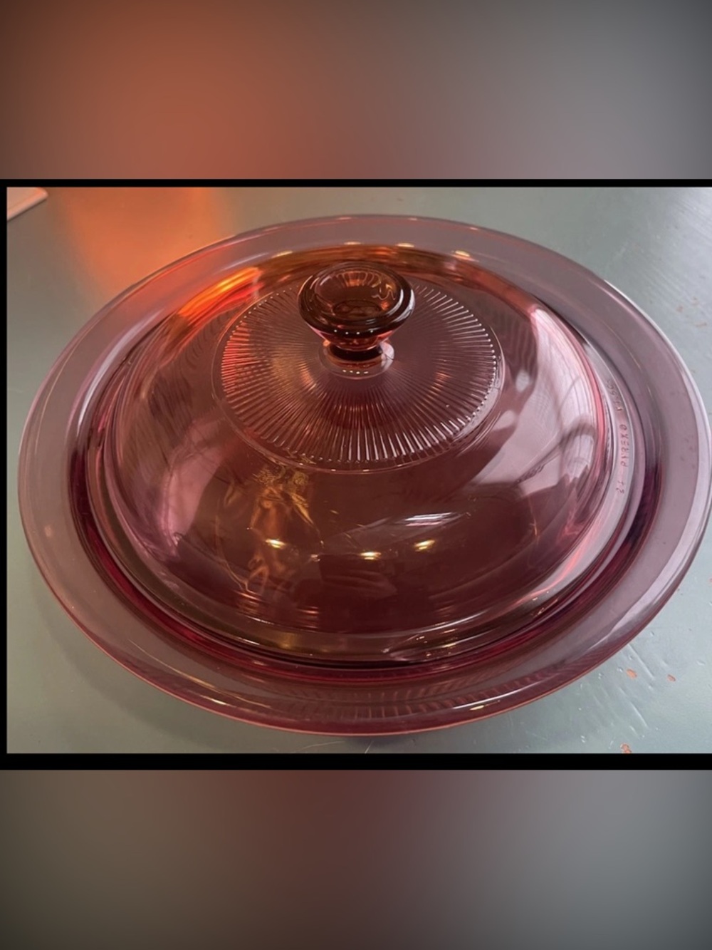 Corning Ware Pyrex Visions Cranberry 1 QT Ribbed Casserole Dish With Lid